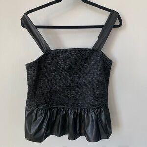 Torrid Faux Leather Block Smocking & Ruffle Cropped Tank Size 1 (14/16, 1X)